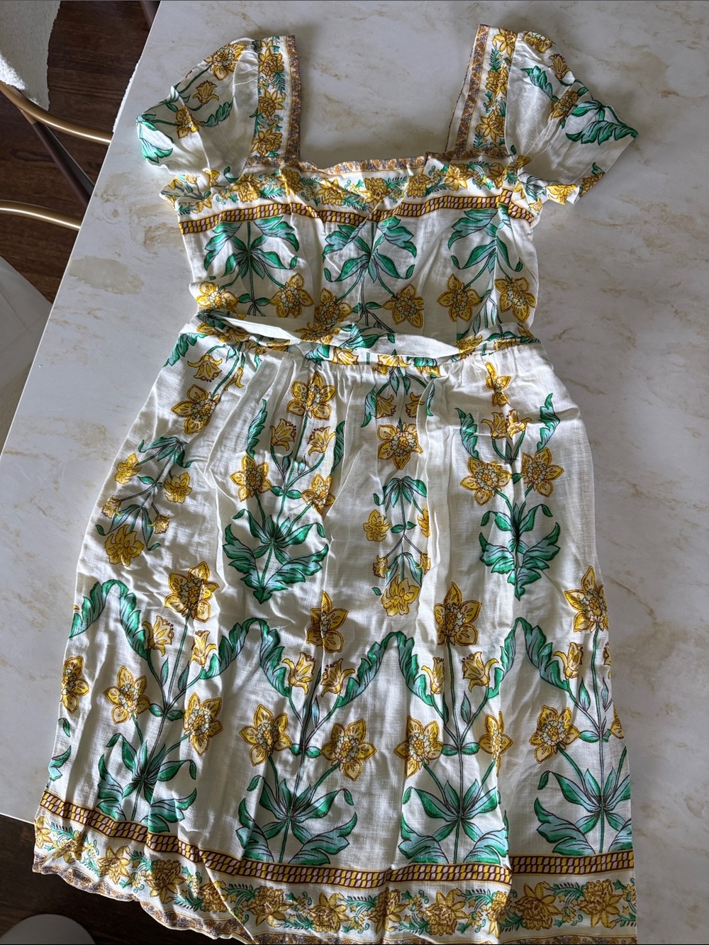 Draper James Yellow and Green Floral Cotton Dress